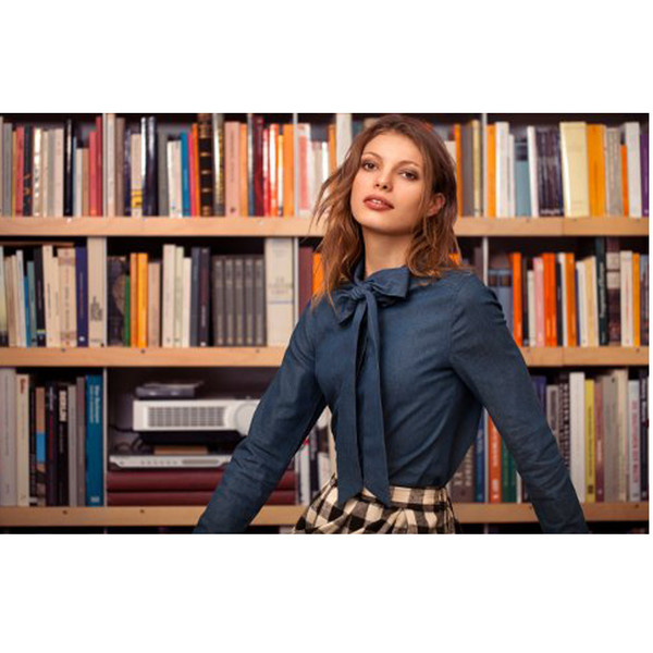 Compania Fantistica Denim Bow Shirt Compania Fantistica Denim Bow Shirt