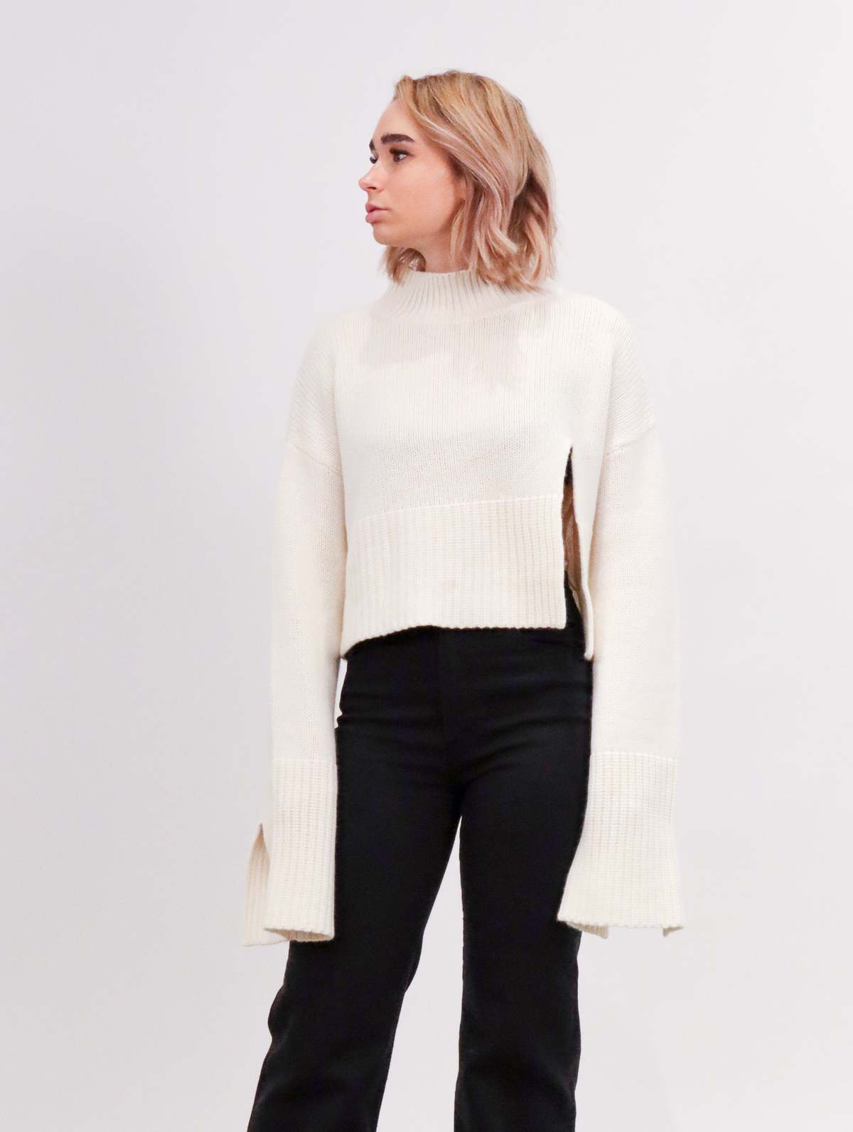 Gentle Herd Cropped Cashmere Sweater - Ivory