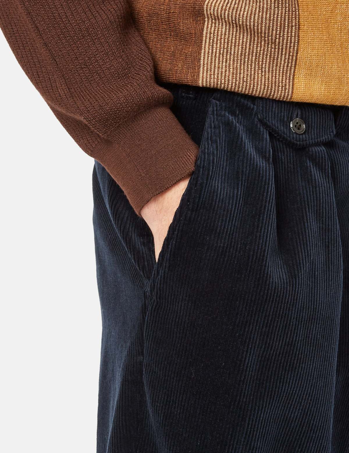 Perry Ellis PERRY ELLIS PORTFOLIO Two-pleat Corduroy Pants Men's Size W34 cotton brown type Vintage Second Hand
