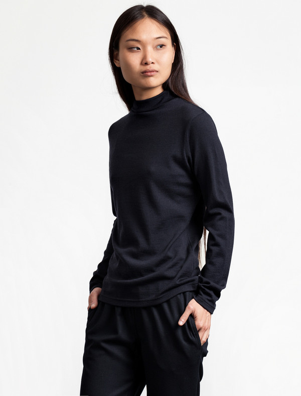 Sunspel Long Sleeve Funnel Neck Jumper Navy Sunspel Long Sleeve Funnel Neck Jumper Navy