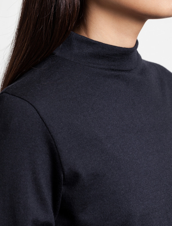 Sunspel Long Sleeve Funnel Neck Jumper Navy Sunspel Long Sleeve Funnel Neck Jumper Navy