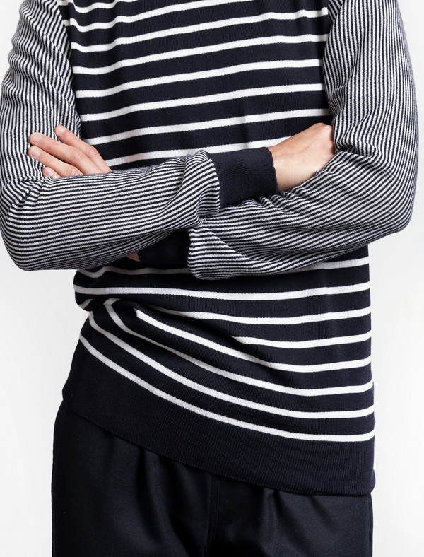 Sunspel Stripe Jumper Frost/Navy Sunspel Stripe Jumper Frost/Navy