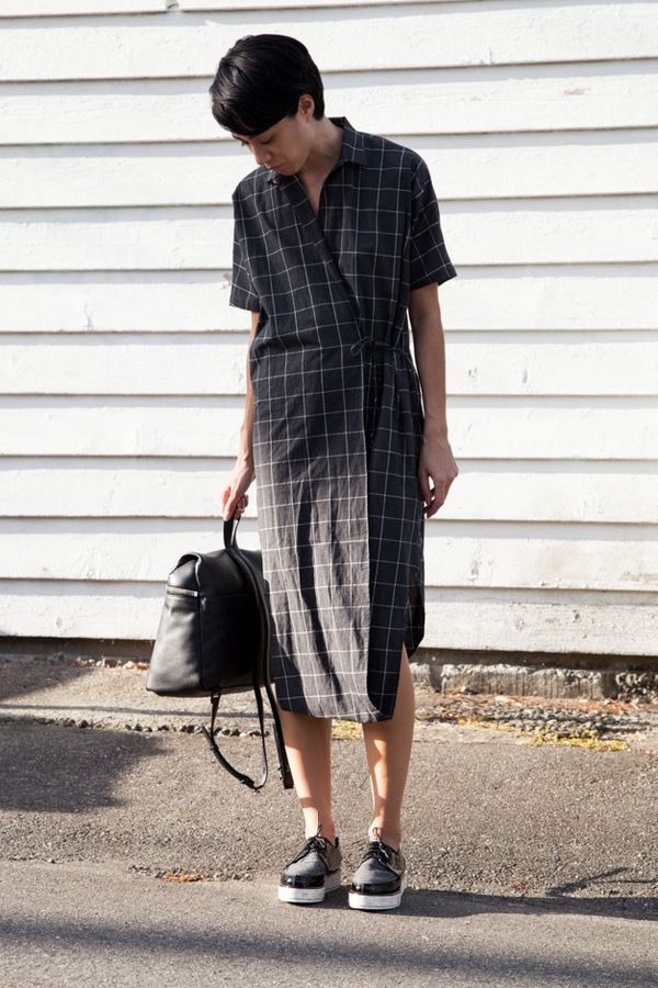 Assembly NY Twist Dress | charcoal plaid Assembly NY Twist Dress | charcoal plaid