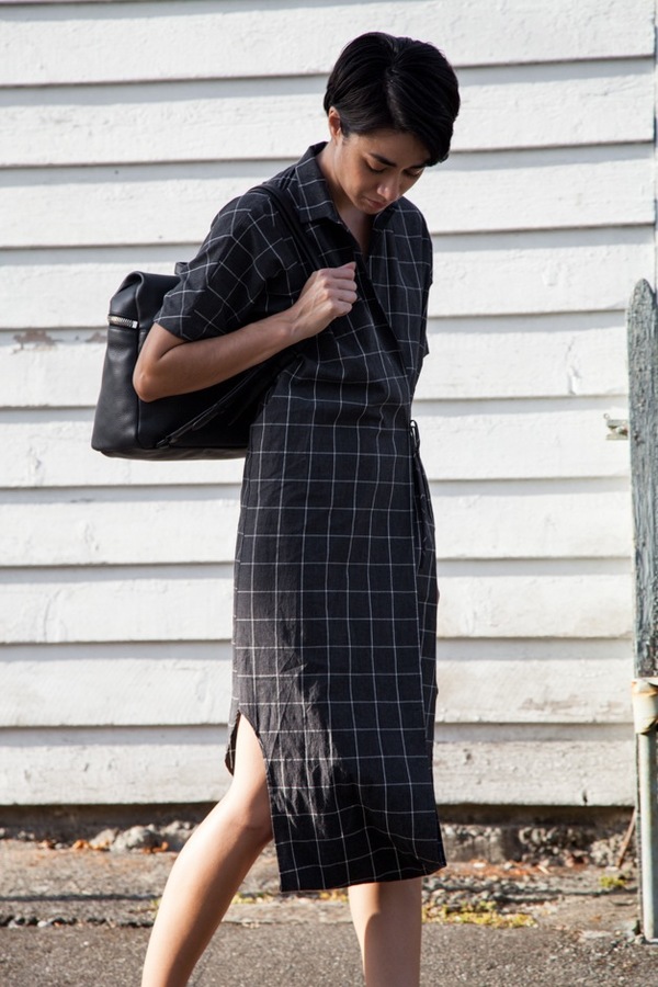 Assembly NY Twist Dress | charcoal plaid Assembly NY Twist Dress | charcoal plaid