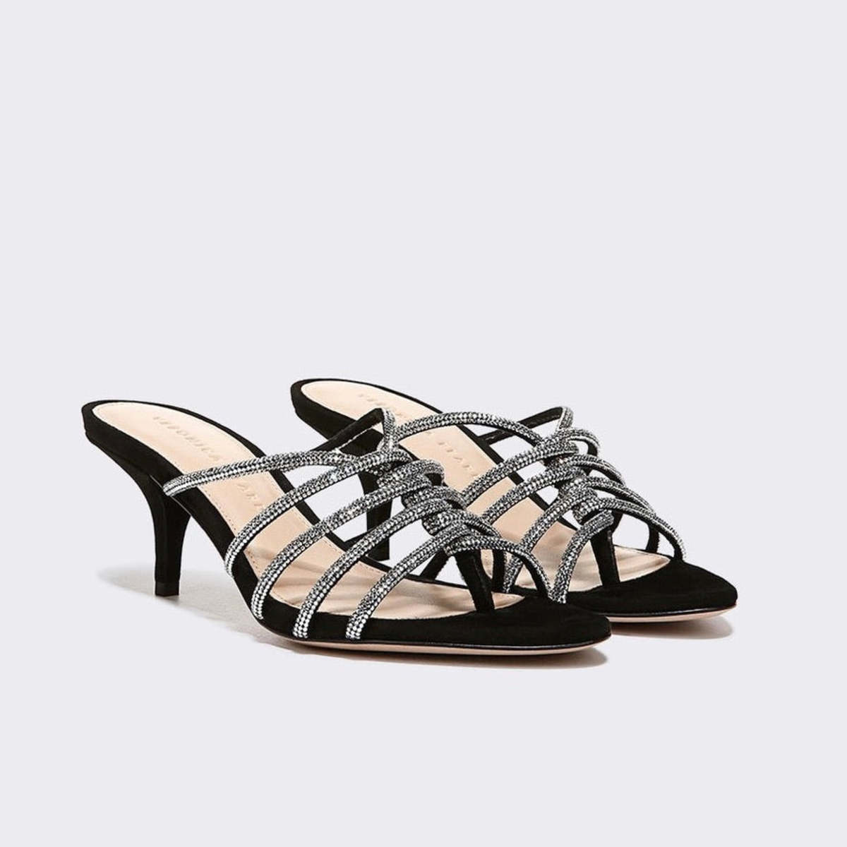 Veronica Beard Gaffney Crystal Kitten Heel Sandal Black Garmentory