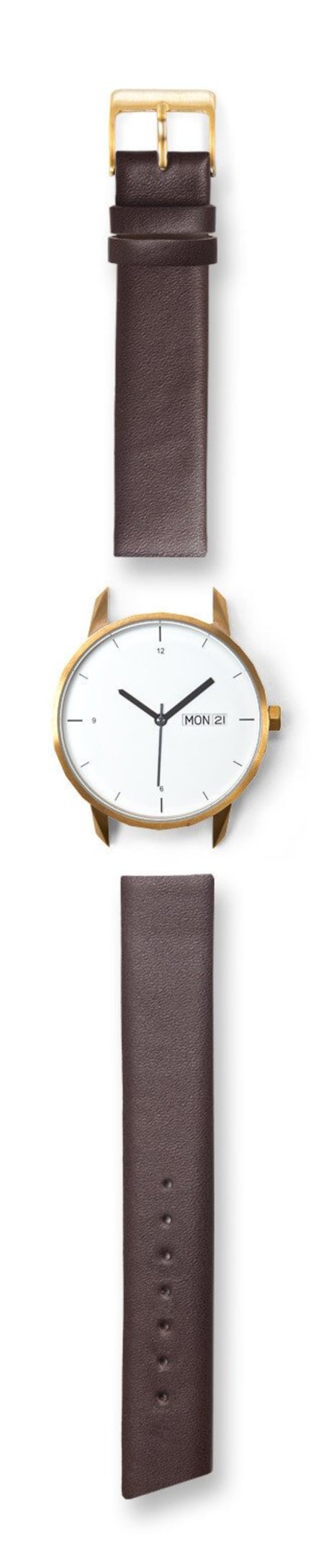 gold watch brown strap