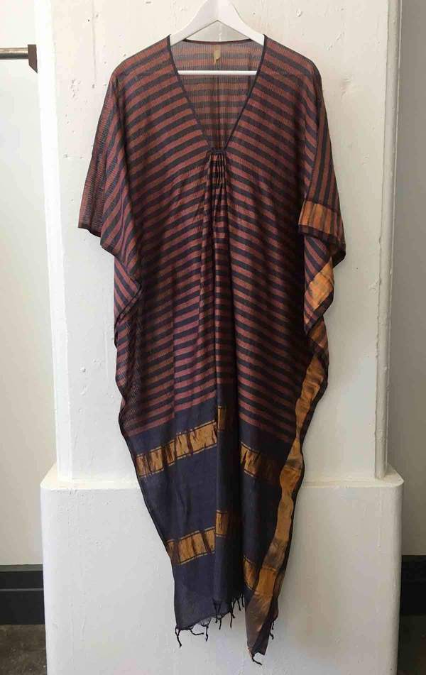 Emerald stripe two pocket caftan-1 left